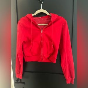 Red Brandy Melville cropped zip up